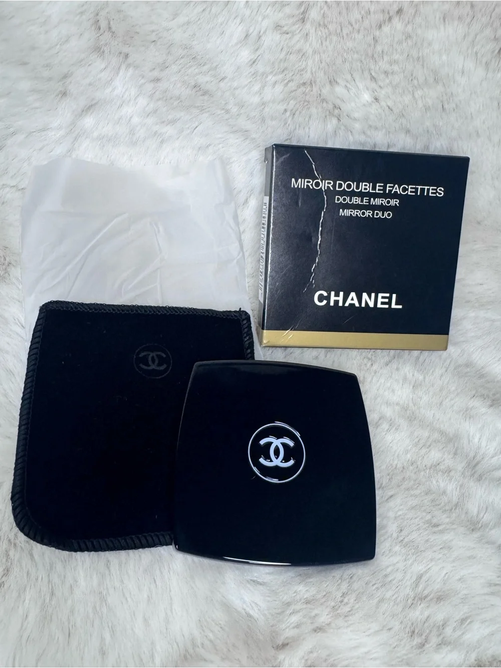 CHANEL Black and Gold Double Mirror
